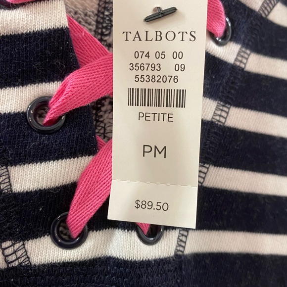 T by Talbots Navy/White striped Terry Dress with bright pink NWT Medium Petite - Picture 4 of 8